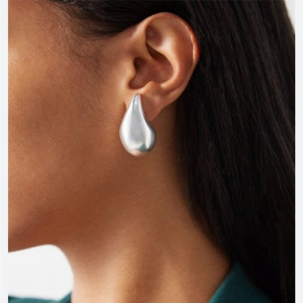 Zara drop big earrings silver color